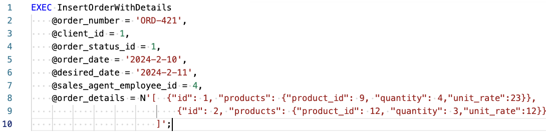 MS SQL Server Order Details Example